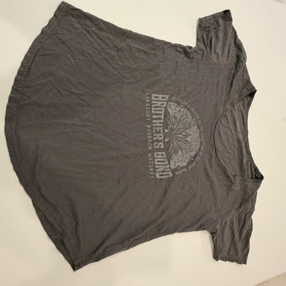 Brothers Bond Bourbon Whiskey Bamboo Cotton Graphic T-Shirt Gray Large L